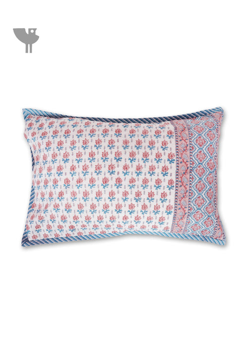 40s Cotton Pillow Cover in Floral Block Print