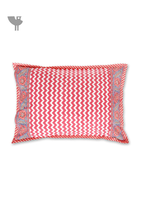 40s Cotton Pillow Cover in Floral Block Print