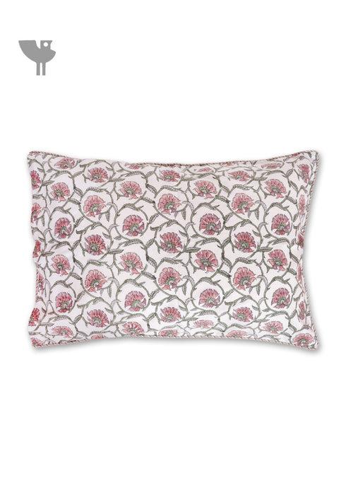 40s Cotton Pillow Cover in Floral Block Print