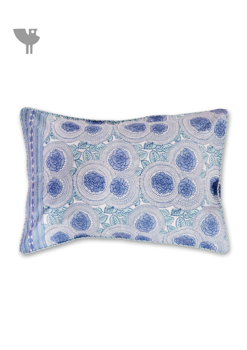 40s Cotton Pillow Cover in Floral Block Print