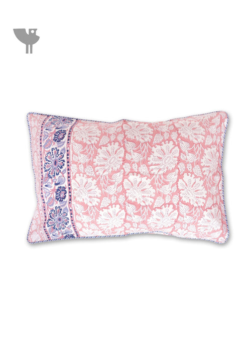40s Cotton Pillow Cover in Floral Block Print