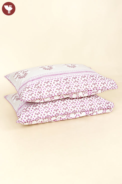 40s Cotton Pillow Cover in Floral Block Print