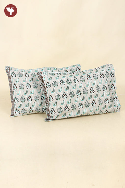 40s Cotton Pillow Cover in Block Print
