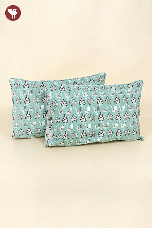 40s Cotton Pillow Cover in Block Print