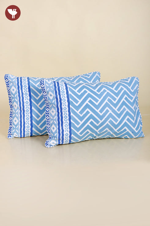40s Cotton Pillow Cover In Zigzag Block Print