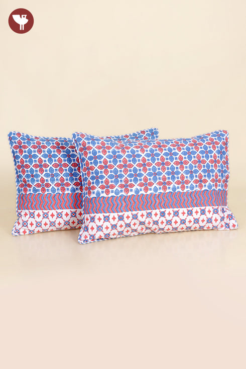 40s Cotton Pillow Cover in Geometric Block Print