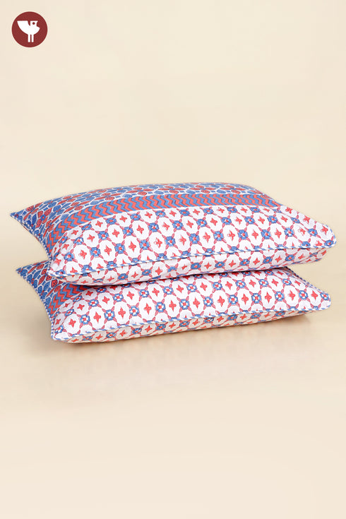 40s Cotton Pillow Cover in Geometric Block Print