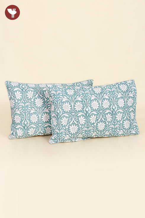 40s Cotton Pillow Cover in Block Print