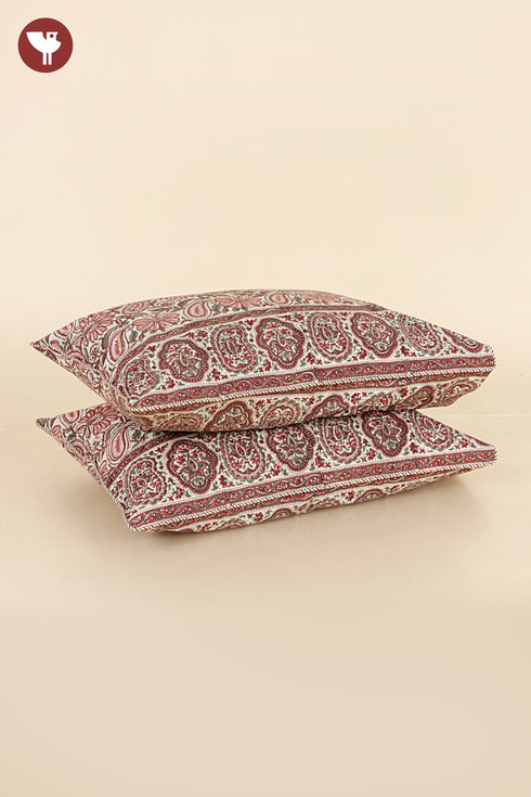 40s Cotton Pillow Cover in Floral Block Print
