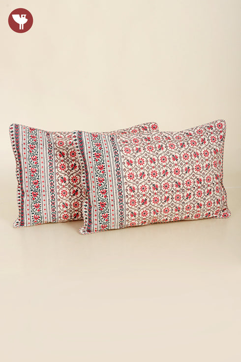 40s Cotton Pillow Cover in Floral Print