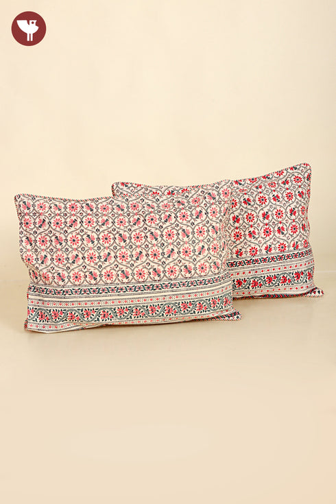 40s Cotton Pillow Cover in Floral Print