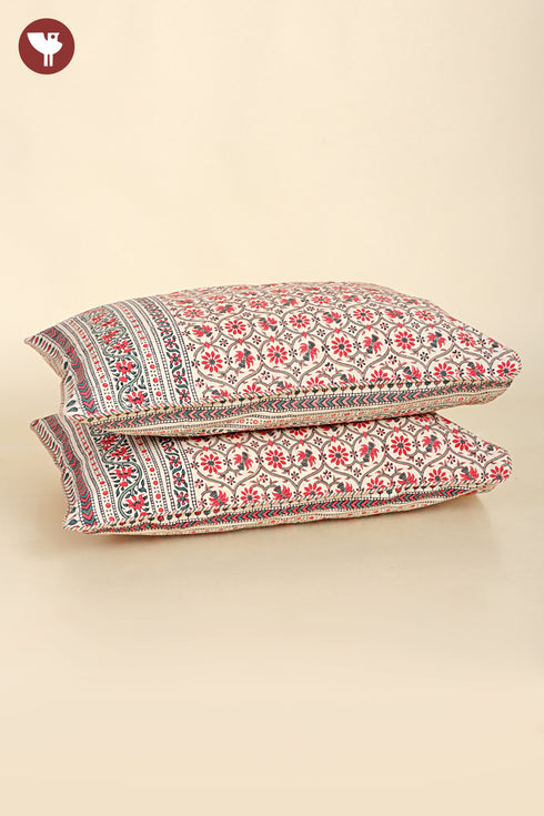 40s Cotton Pillow Cover in Floral Print
