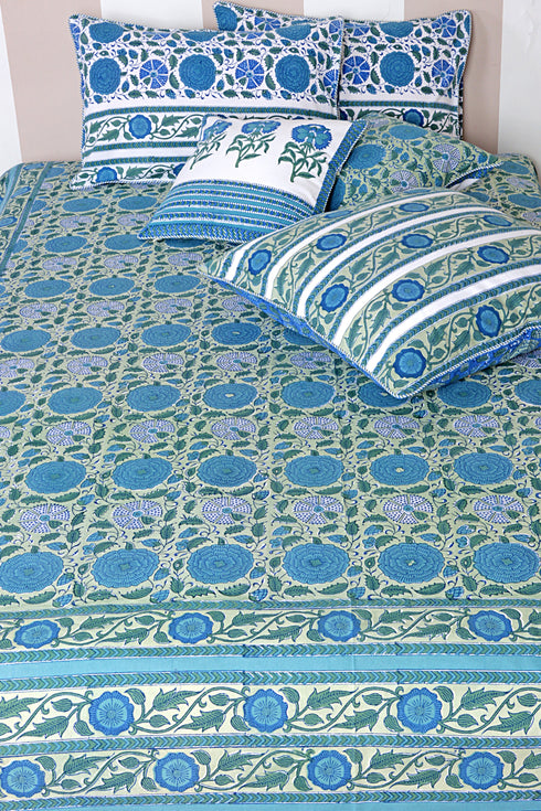 40s Cotton Pillow Cover in Floral Print