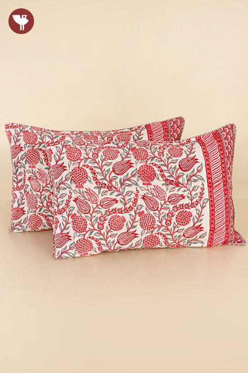 40s Cotton Pillow Cover in Floral Block Print