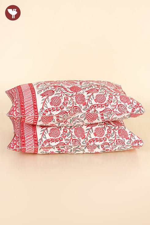 40s Cotton Pillow Cover in Floral Block Print