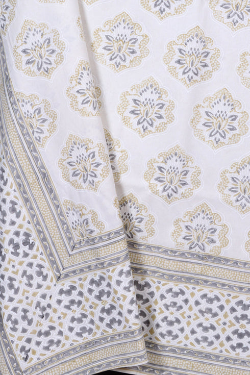 20s Cotton KING SIZE Bed Cover In Graphic Block Print