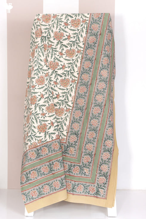 20s Cotton KING SIZE Bed Cover in Block Print