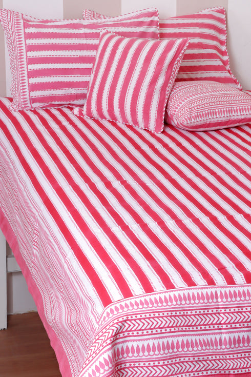 20’s Cotton KING SIZE Bed Cover In Block Print