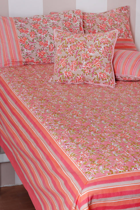20s Cotton KING SIZE Bed Cover In Block Print