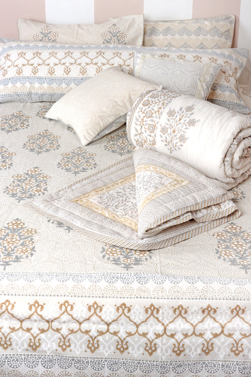 20s Cotton KING SIZE Bed Cover In Block Print