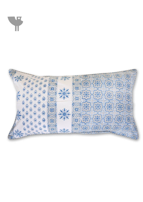 20s Cotton Lumbar Cushion Cover In Block Print