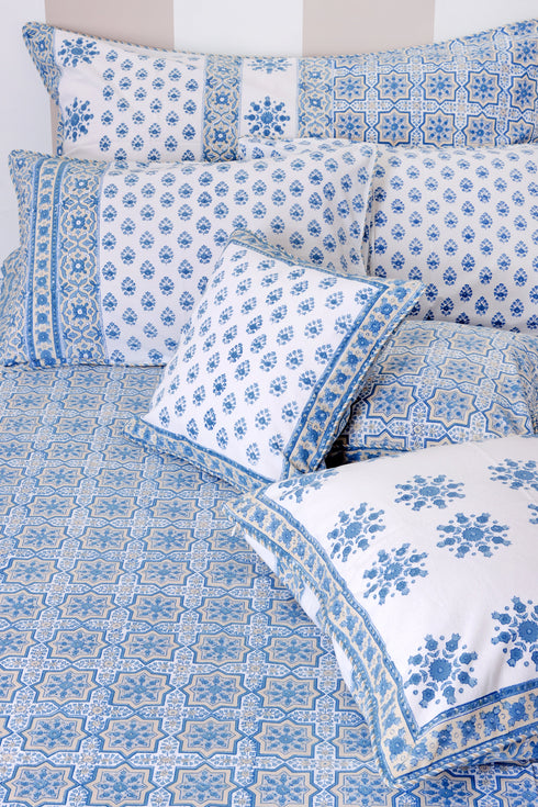 20s Cotton Lumbar Cushion Cover In Block Print