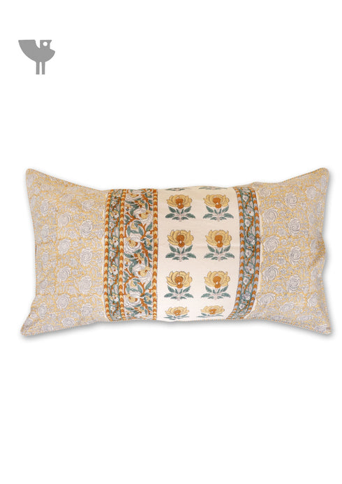 20s Cotton Lumbar Cushion Cover In Block Print