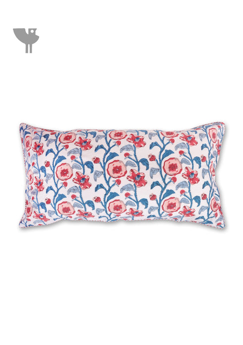 20s Cotton Cushion Cover in Floral Block Print