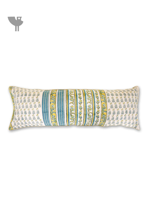 20’s Cotton Cushion Cover In Floral Block Print