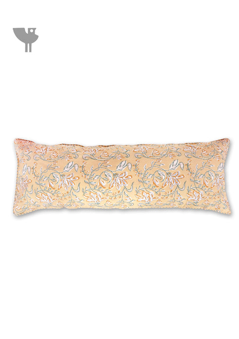 20s Cotton Lumbar Cushion Cover in Floral Block Print