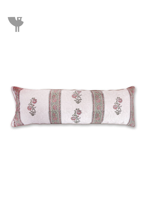20s Cotton Lumbar Cushion Cover in Floral Block Print