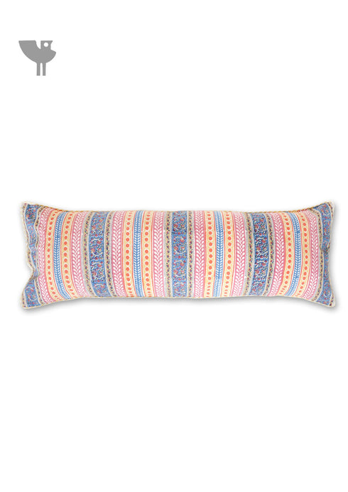 20s Cotton Lumbar Cushion Cover in Floral Block Print