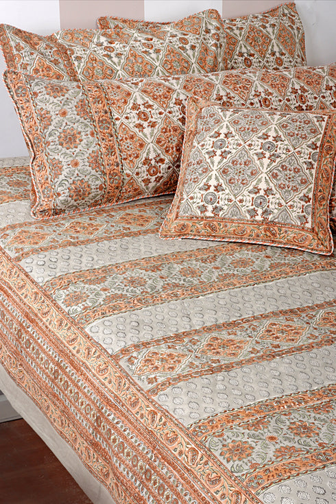 20s Cotton Lumber Cushion Cover in Floral Block Print