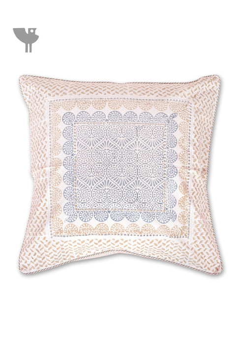 20s Cotton Cushion Cover in Block Print with Piping