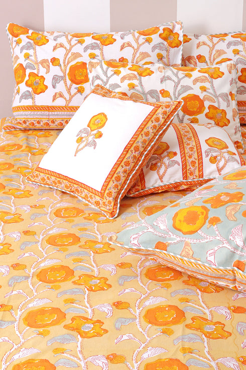 20s Cotton Cushion Cover in Floral Block Print