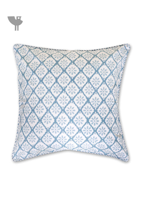 20s Cotton Cushion Cover in Block Print with Piping