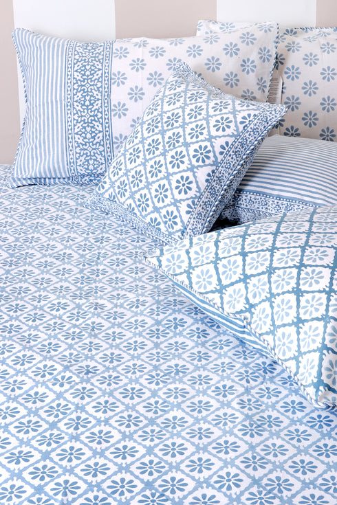 20s Cotton Cushion Cover in Block Print with Piping