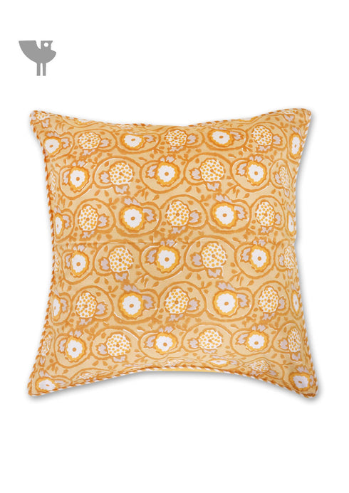 20s Cotton Cushion Cover in Block Print with Piping