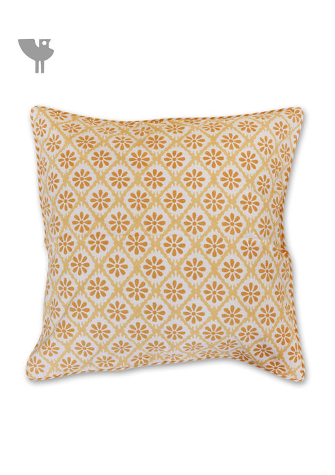 20s Cotton Cushion Cover in Block Print with Piping