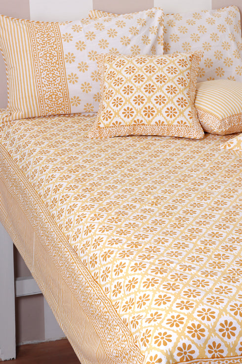 20s Cotton Cushion Cover in Block Print with Piping