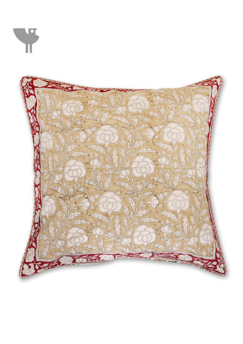20s Cotton Cushion Cover in Block Print with Piping