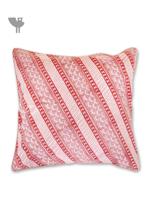 20s Cotton Cushion Cover in Block Print with Piping