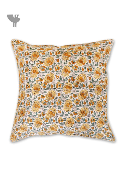 20s Cotton Cushion Cover in Block Print with Piping