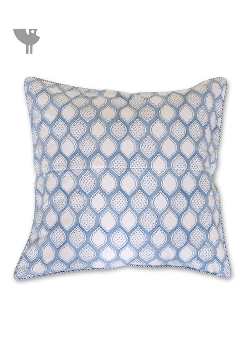 20s Cotton Cushion Cover in Block Print with Piping