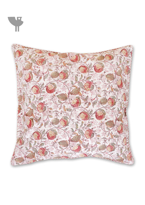 20s Cotton Cushion Cover in Block Print with Piping