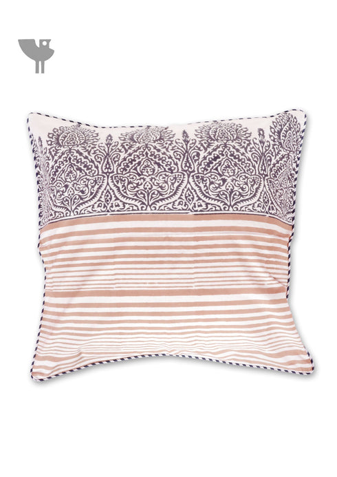 20s Cotton Cushion Cover in Block Print with Piping