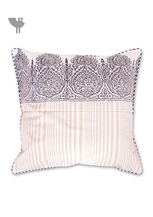 20s Cotton Cushion Cover in Block Print with Piping