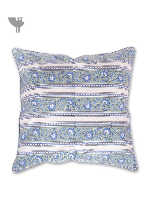 20s Cotton Cushion Cover in Floral Block Print
