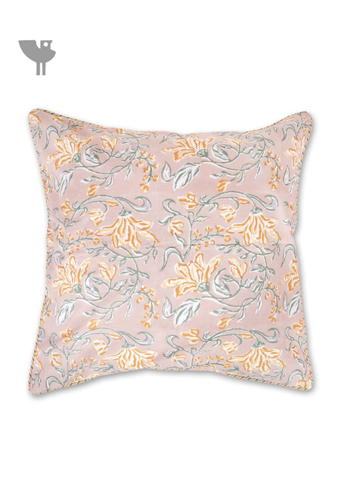 20s Cotton Cushion Cover in Floral Block Print