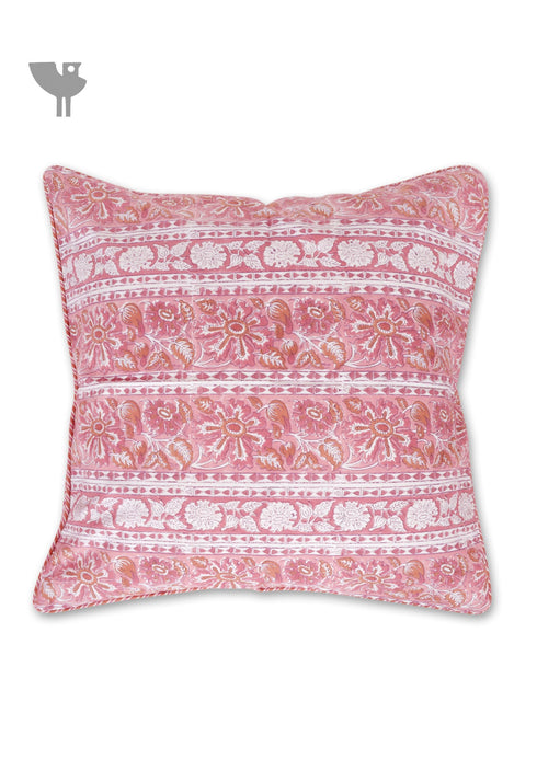 20s Cotton Cushion Cover in Floral Block Print